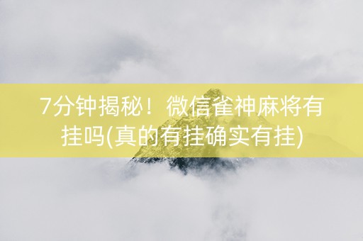 7分钟揭秘！微信雀神麻将有挂吗(真的有挂确实有挂)