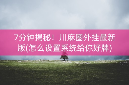 7分钟揭秘！川麻圈外挂最新版(怎么设置系统给你好牌)