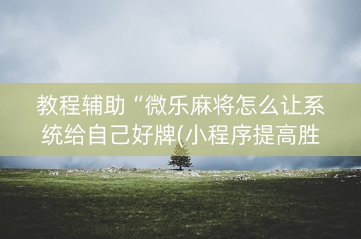 教程辅助“微乐麻将怎么让系统给自己好牌(小程序提高胜率)