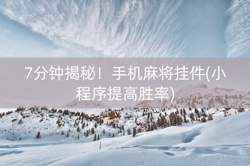 7分钟揭秘！手机麻将挂件(小程序提高胜率)