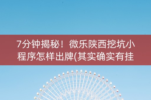 7分钟揭秘！微乐陕西挖坑小程序怎样出牌(其实确实有挂)