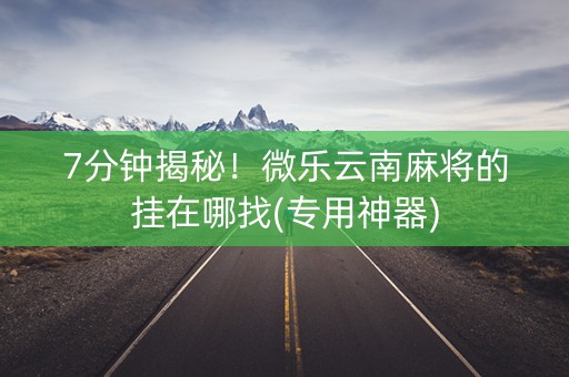 7分钟揭秘！微乐云南麻将的挂在哪找(专用神器)