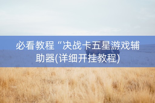 必看教程“决战卡五星游戏辅助器(详细开挂教程)