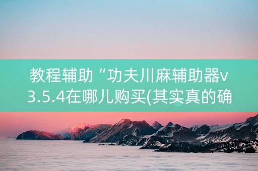 教程辅助“功夫川麻辅助器v3.5.4在哪儿购买(其实真的确实有挂)
