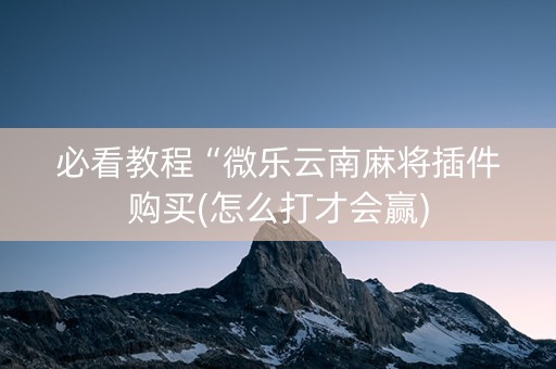 必看教程“微乐云南麻将插件购买(怎么打才会赢)