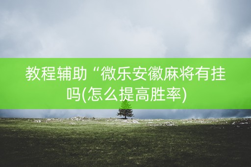 教程辅助“微乐安徽麻将有挂吗(怎么提高胜率)