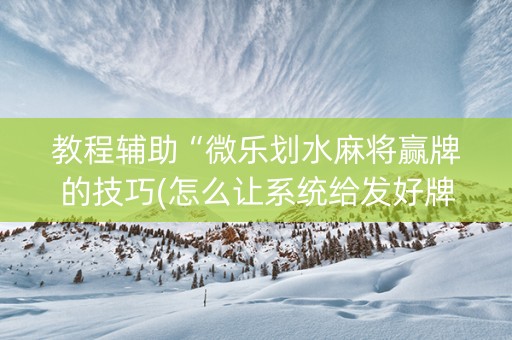 教程辅助“微乐划水麻将赢牌的技巧(怎么让系统给发好牌)