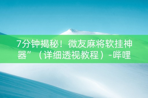 7分钟揭秘！微友麻将软挂神器”（详细透视教程）-哔哩哔哩