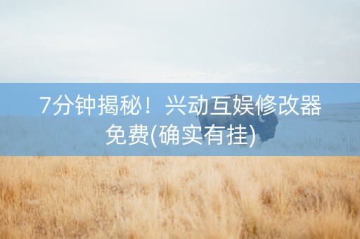 7分钟揭秘！兴动互娱修改器免费(确实有挂)