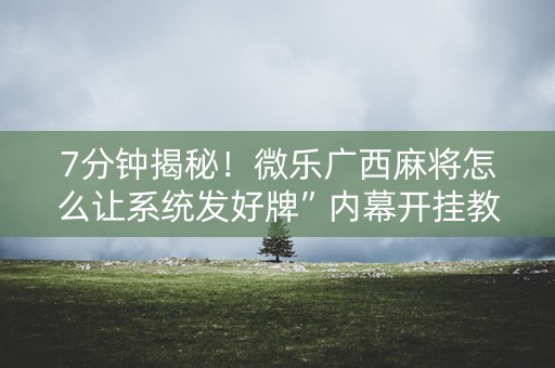 7分钟揭秘！微乐广西麻将怎么让系统发好牌”内幕开挂教程