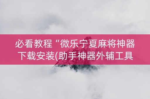 必看教程“微乐宁夏麻将神器下载安装(助手神器外辅工具)