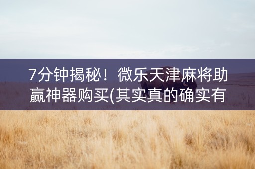 7分钟揭秘！微乐天津麻将助赢神器购买(其实真的确实有挂)