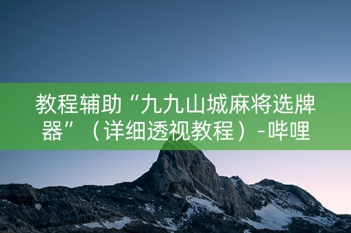教程辅助“九九山城麻将选牌器”（详细透视教程）-哔哩哔哩