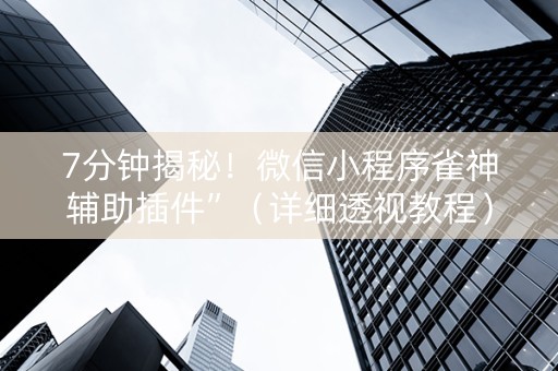 7分钟揭秘！微信小程序雀神辅助插件”（详细透视教程）-哔哩哔哩
