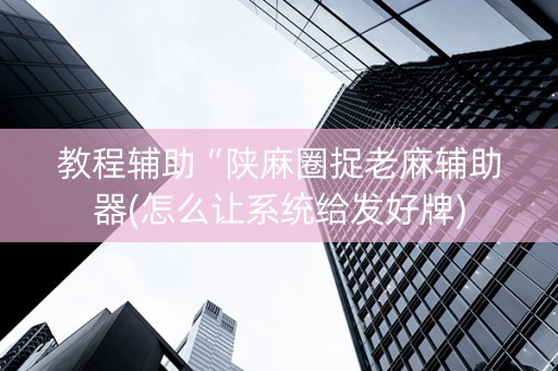教程辅助“陕麻圈捉老麻辅助器(怎么让系统给发好牌)