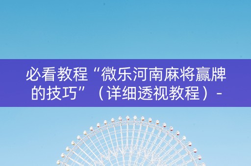 必看教程“微乐河南麻将赢牌的技巧”（详细透视教程）-哔哩哔哩