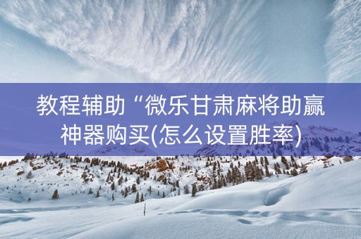 教程辅助“微乐甘肃麻将助赢神器购买(怎么设置胜率)