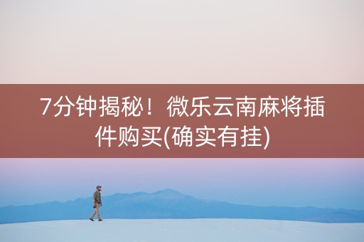 7分钟揭秘！微乐云南麻将插件购买(确实有挂)