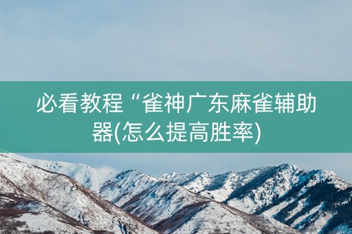 必看教程“雀神广东麻雀辅助器(怎么提高胜率)
