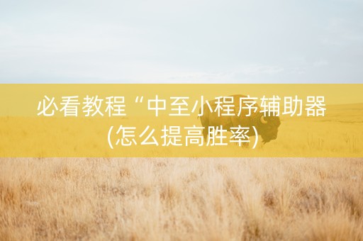必看教程“中至小程序辅助器(怎么提高胜率)
