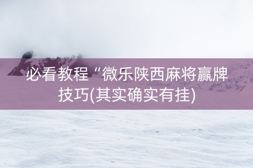必看教程“微乐陕西麻将赢牌技巧(其实确实有挂)