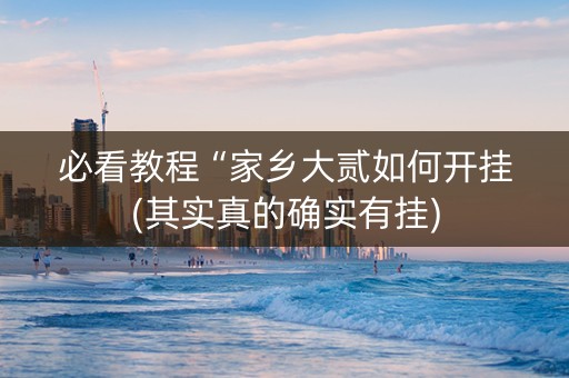 必看教程“家乡大贰如何开挂(其实真的确实有挂)