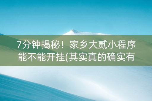 7分钟揭秘！家乡大贰小程序能不能开挂(其实真的确实有挂)