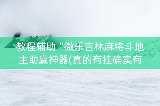 教程辅助“微乐吉林麻将斗地主助赢神器(真的有挂确实有挂)