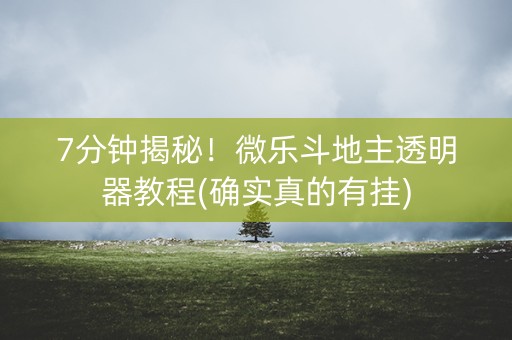 7分钟揭秘！微乐斗地主透明器教程(确实真的有挂)