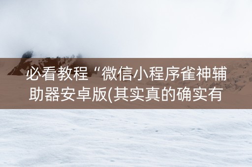 必看教程“微信小程序雀神辅助器安卓版(其实真的确实有挂)