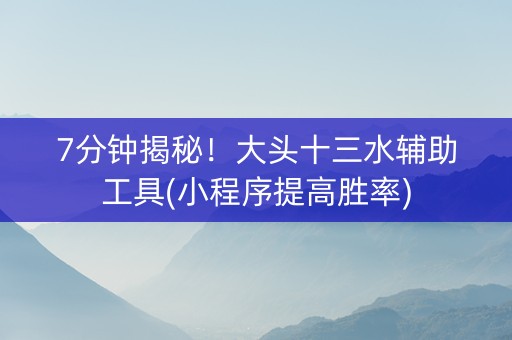 7分钟揭秘！大头十三水辅助工具(小程序提高胜率)