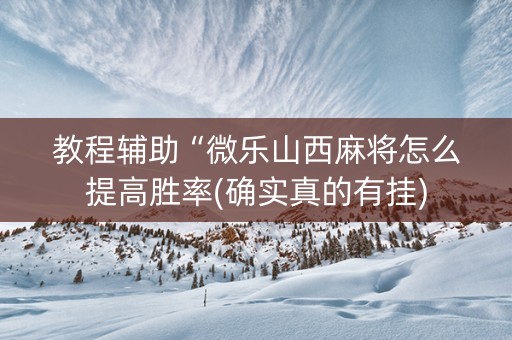 教程辅助“微乐山西麻将怎么提高胜率(确实真的有挂)