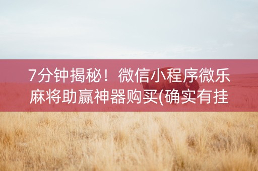 7分钟揭秘！微信小程序微乐麻将助赢神器购买(确实有挂)