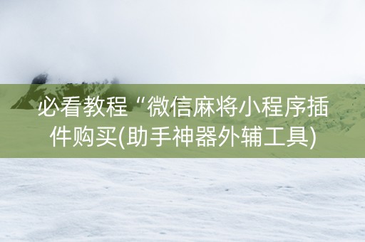 必看教程“微信麻将小程序插件购买(助手神器外辅工具)