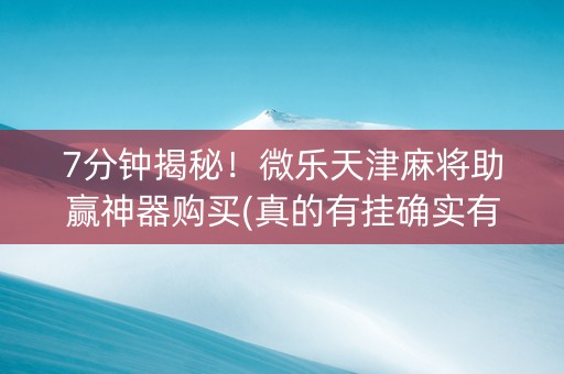 7分钟揭秘！微乐天津麻将助赢神器购买(真的有挂确实有挂)