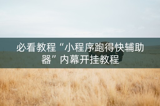 必看教程“小程序跑得快辅助器”内幕开挂教程