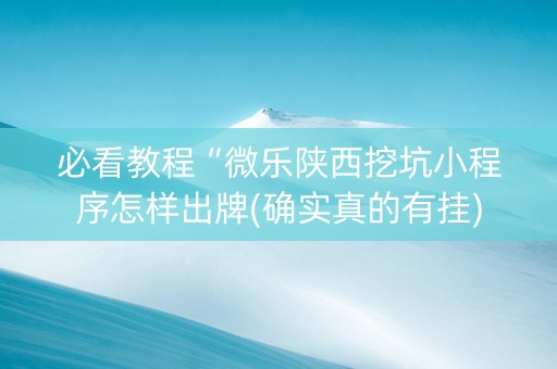 必看教程“微乐陕西挖坑小程序怎样出牌(确实真的有挂)