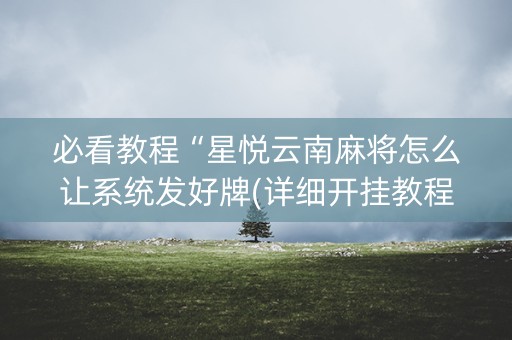 必看教程“星悦云南麻将怎么让系统发好牌(详细开挂教程)