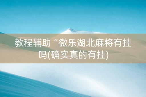 教程辅助“微乐湖北麻将有挂吗(确实真的有挂)