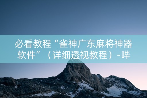 必看教程“雀神广东麻将神器软件”（详细透视教程）-哔哩哔哩