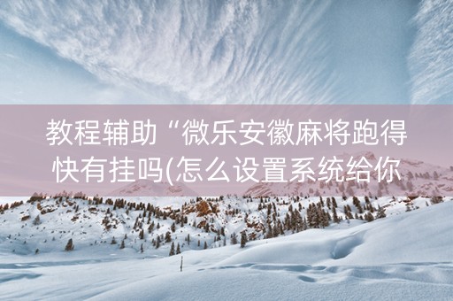 教程辅助“微乐安徽麻将跑得快有挂吗(怎么设置系统给你好牌)