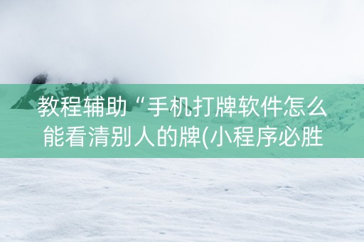 教程辅助“手机打牌软件怎么能看清别人的牌(小程序必胜神器)