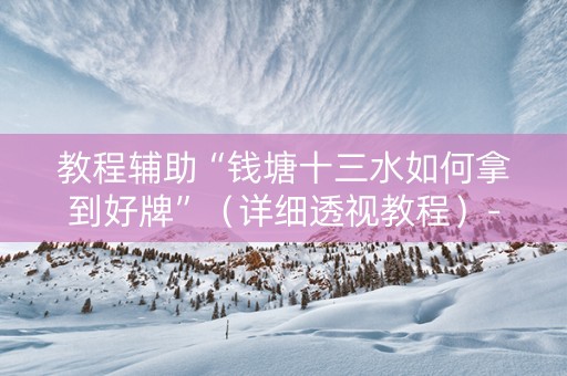 教程辅助“钱塘十三水如何拿到好牌”（详细透视教程）-哔哩哔哩