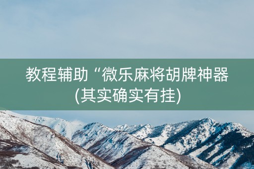 教程辅助“微乐麻将胡牌神器(其实确实有挂)