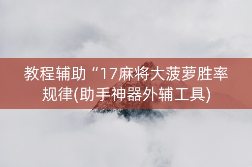 教程辅助“17麻将大菠萝胜率规律(助手神器外辅工具)