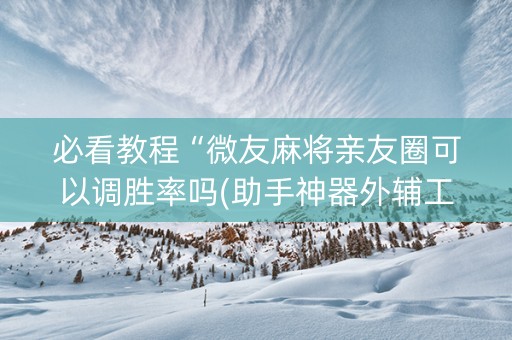 必看教程“微友麻将亲友圈可以调胜率吗(助手神器外辅工具)