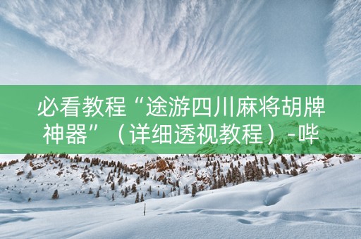 必看教程“途游四川麻将胡牌神器”（详细透视教程）-哔哩哔哩