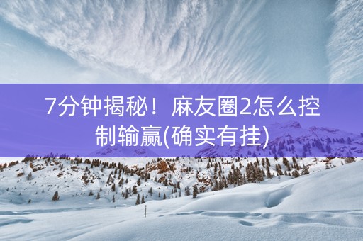 7分钟揭秘！麻友圈2怎么控制输赢(确实有挂)