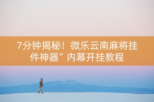 7分钟揭秘！微乐云南麻将挂件神器”内幕开挂教程