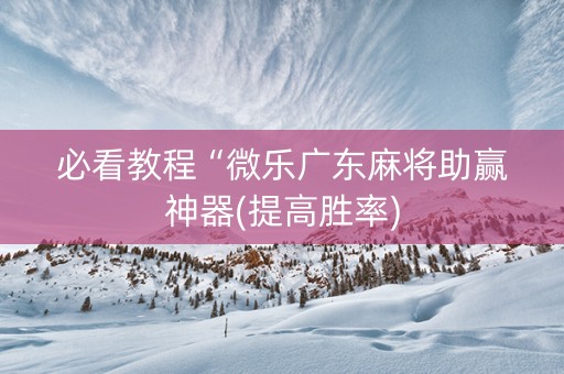 必看教程“微乐广东麻将助赢神器(提高胜率)